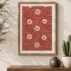 Kırmızı Floral Desenli Dekoratif Duvar Tablosu
