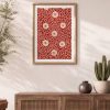 Kırmızı Floral Desenli Dekoratif Duvar Tablosu