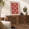 Kırmızı Floral Desenli Dekoratif Duvar Tablosu
