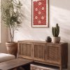 Kırmızı Floral Desenli Dekoratif Duvar Tablosu