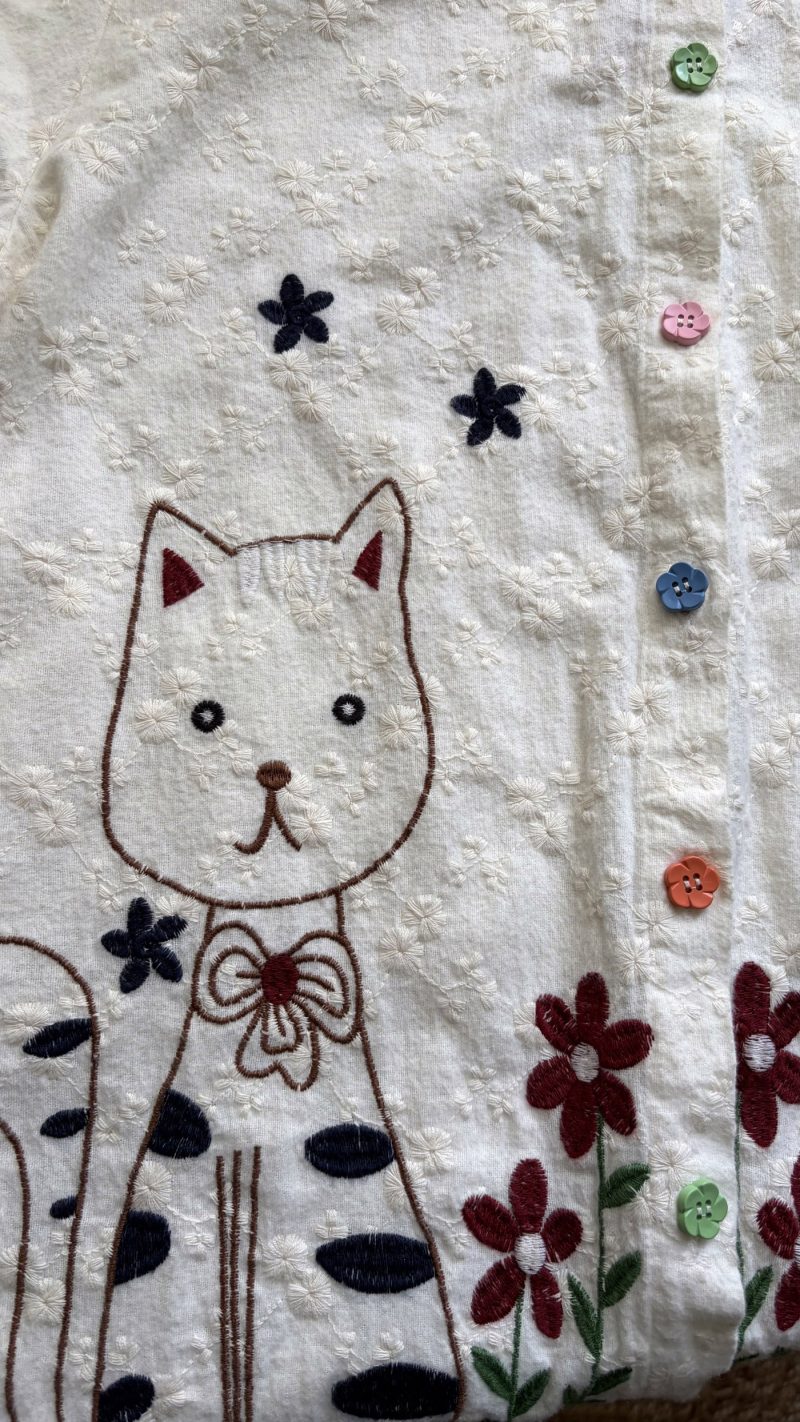 Kedi Desenli Fisto Kumaş Gömlek